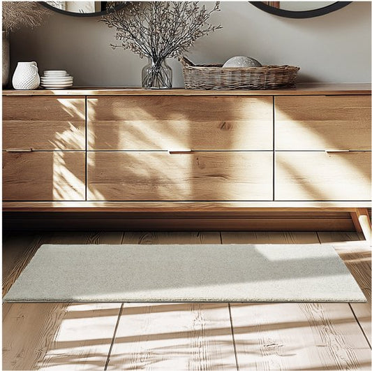 tectake® Kurzflorteppich - 60 x 110 cm - Farbe Sand - Teppich für Wohnzimmer, Schlafzimmer, Esszimmer - pflegeleicht und waschbar - rutschfeste Unterlage - allergikerfreundlich - verschiedene Größen und Farben