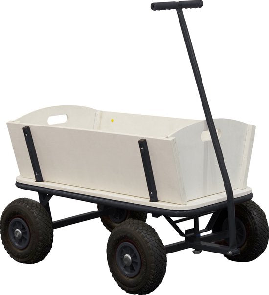 Sunny Billy Beach Wagon Wagen Anthrazit - Blankes Holz - Wagen mit Luftreifen - 94x61x97cm