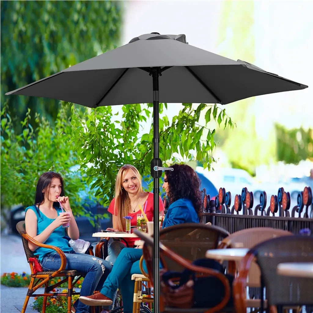Yaheetech Sonnenschirm Ø 226 cm – Grau – 226 x 226 x 240 cm – Mit Schwenk- und Neigungsfunktion
