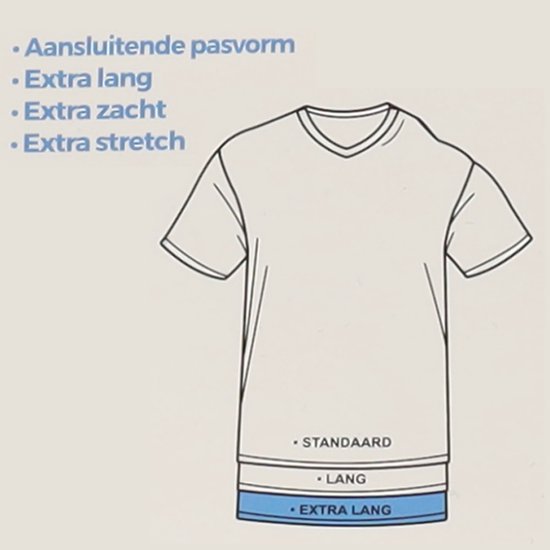 Comfort Essentials - Herren-T-Shirts - Extra lang - Navy XXL - 3er-Pack - V-Ausschnitt - Unterhemd Herren