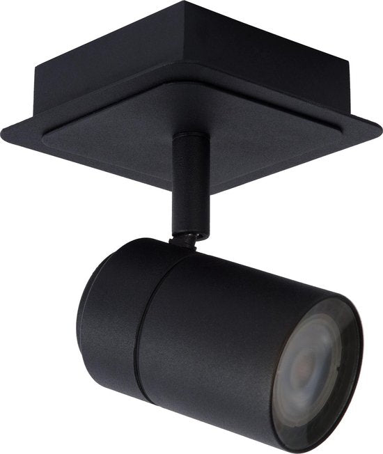 Lucide LENNERT – Deckenstrahler (Deckenleuchte) für das Badezimmer – LED, dimmbar – GU10 – 1×5 W, 3000 K – IP44 – Schwarz