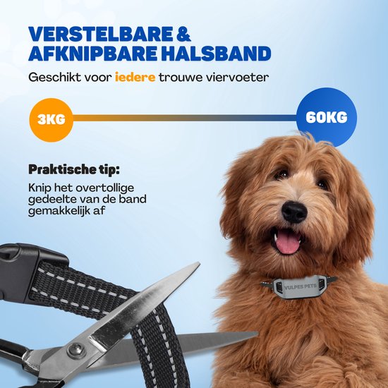 Vulpes Goods® Anti-Bell-Halsband MAX - Erziehungshalsband ohne Schock - Anti-Bell-Gerät für kleine und große Hunde - wasserdicht - wiederaufladbar - Vibration und Audio - 3 zusätzliche Halsbänder