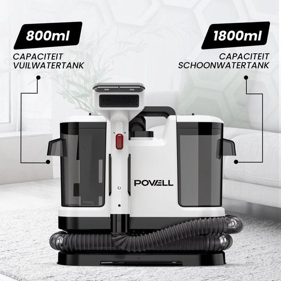 Powell Teppichreiniger - Fleckenreiniger - Sofareiniger - Möbelreiniger - Teppichstaubsauger - Reinigungsmaschine - Teppichreiniger - 450 Watt - Weiß