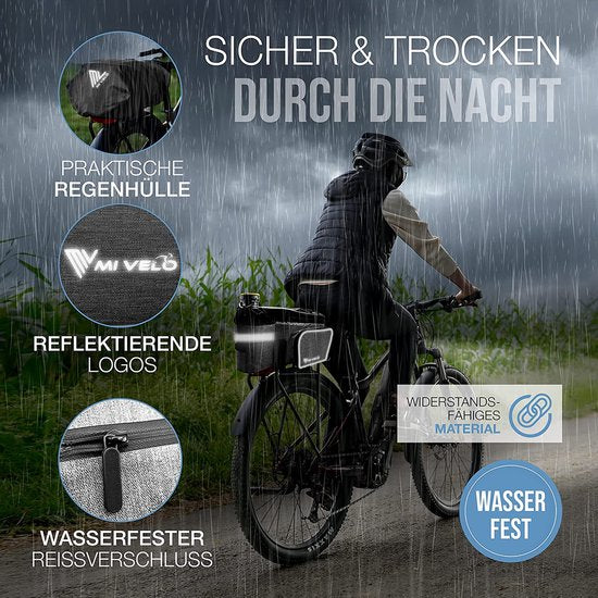 MIVELO Gepäckträgertasche für Fahrrad - bis zu 20 L - Wasserdicht - Grau