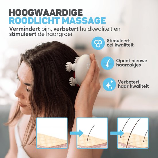 Vulpes Goods® BodyCare - Kopfmassagegerät mit Infrarot - Elektrisches Massagegerät - Kopfhautmassagegerät - Haarbürste - Stimuliert Haarwachstum & Durchblutung - USB aufladbar