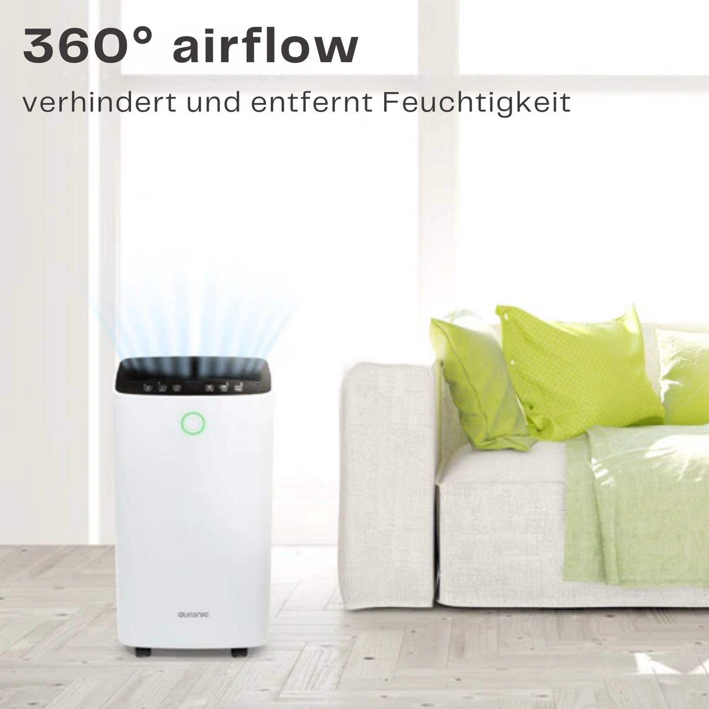 Auronic Luftentfeuchter - 12 Liter pro Tag - Wash-Dry-Funktion - 185 W - 30,5 x 26,5 x 52 cm - Weiß