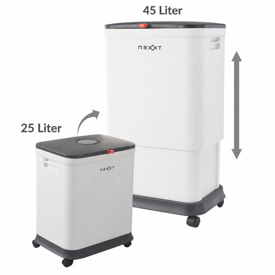 Nexxt Verstellbarer Mülleimer – Abfallbehälter – 25 l bis 45 l – mit Rollen