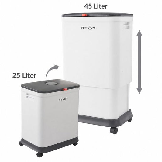 Nexxt Verstellbarer Mülleimer – Abfallbehälter – 25 l bis 45 l – mit Rollen