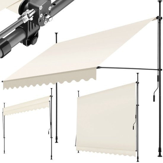 Tectake Klemmmarkise Sonnenschirm - Markise - Verstellbar - Balkon - 300 x 180 cm - Beige -