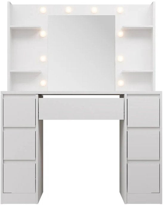 Malia Frisiertisch / Schminktisch - Inkl. Spiegel und LED - Weiß