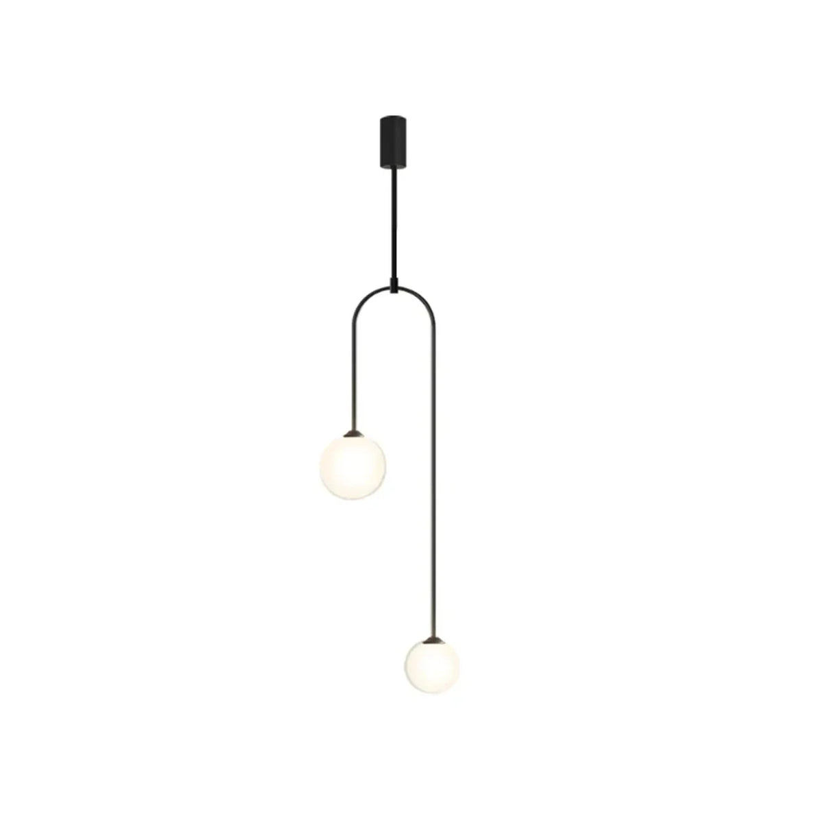 Homary Moderne Pendelleuchte Schwarz mit Glaskugel – 2-flammig, U-förmig