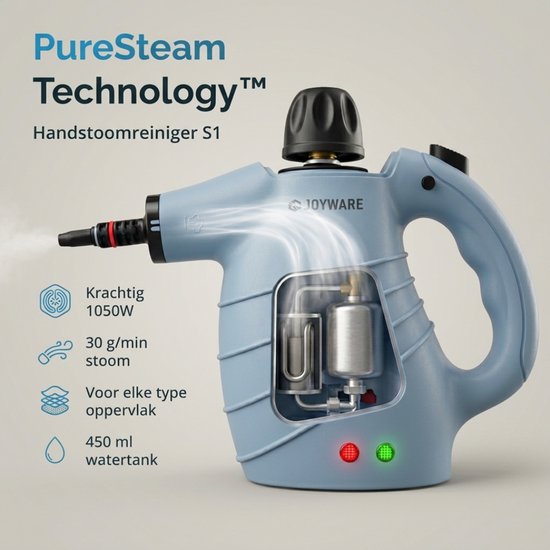 Joyware® 13-in-1-Dampfreiniger S1 – Leistungsstarker Handdampfreiniger – Teppichreiniger & Fleckenentferner für Sofa, Badezimmer & Polster – Steam Cleaner – 1050 W – 450 ml