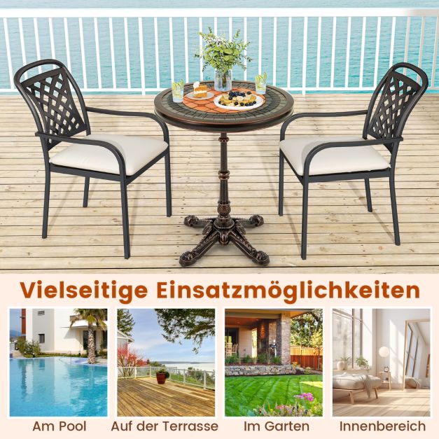 Coast Runder Bistrotisch - Aluminiumguss Gartentisch Ø60,5 x 73 cm - Bronze