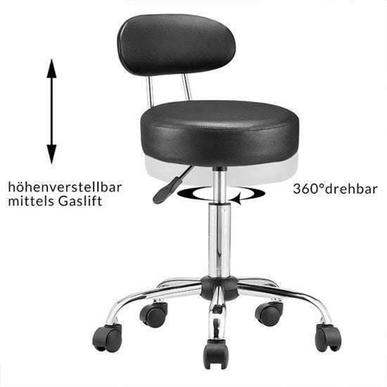 Casaria Drehhocker mit Rückenlehne - Sitzhöhe verstellbar 46 - 60 cm