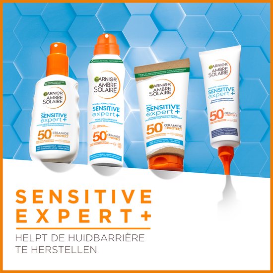 Garnier Ambre Solaire Sensitive Expert+ LSF 50+ – Hypoallergene Sonnencreme für empfindliche Haut mit Ceramide Protect – 175 ml