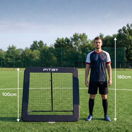 Fitby Fußballtrampolin - Trampolin - Trampolinwippe - Kickback - 100x100CM - Schwarz