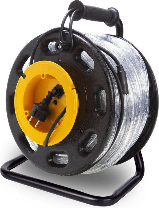 HQ-Power Flexibler LED-Lichtschlauch auf Rolle, 6500 °K, 2850 lm, ideal für die Ausleuchtung von Baustellen, Treppenhäusern, Aufzugsschächten, etc., geeignet für den Innen- und Außenbereich, 30 m, kaltweiß