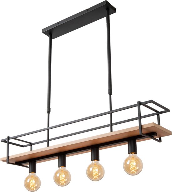 Lucide MILONGA – Hängeleuchte – 4xE27 – Schwarz – Japandi