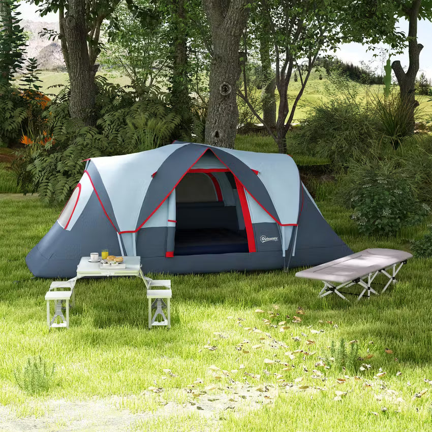Outsunny Campingbett faltbar - 200 kg Belastbarkeit, inkl. Matratze, Kissen & Organizer - Grau, 200 x 65 x 42 cm