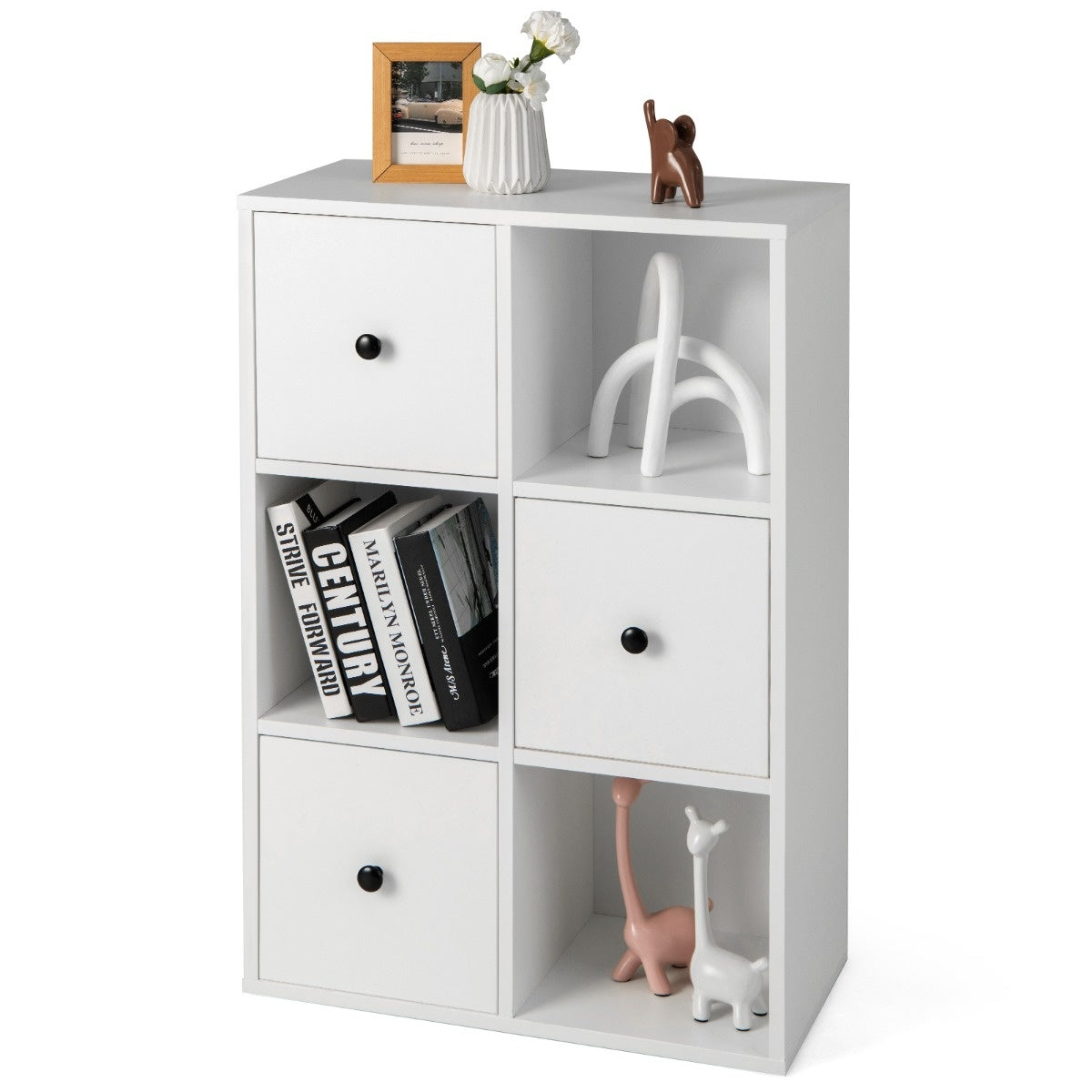 Coast Cabinet met 6 compartimenten GRATIS AFBEELDIG OPSLAG PLANK MET 3 DICE 60 X 30 X 89 CM WIT