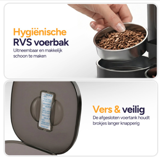 Viervoeter Feed Dual Futterautomat – Schwarz – 28 x 22 x 36 cm – 7 l, doppelter Behälter, App & WLAN
