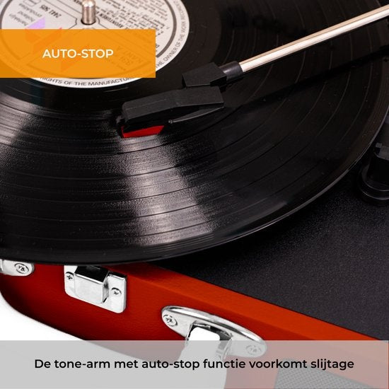 Denver Plattenspieler - Integrierte Lautsprecher - Inkl. PC-Software - Autostopp - Retro - VPL120 - Rot