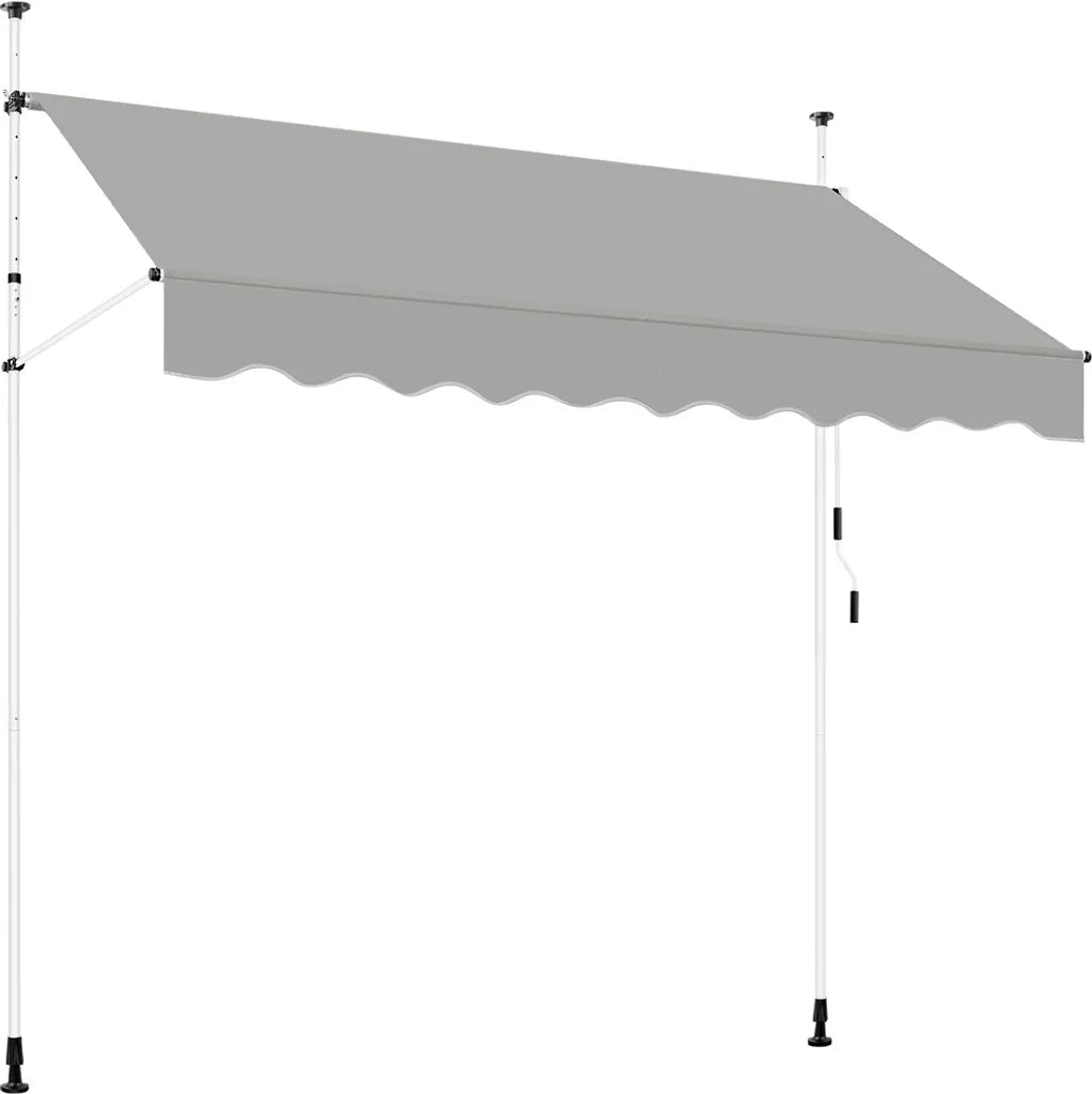 Yaheetech Klemm-Sonnenschutz 250 x 180 cm – Höhe 210–300 cm – Handkurbel – Hellgrau