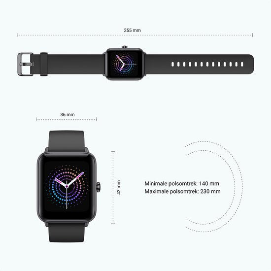 MAOO BOOST Smartwatch - Wasserdicht - Smartwatch Männer - Smartwatch Frauen - Schrittzähler - Uhr - Sinterklaas Geschenk - Schwarz