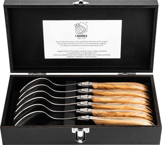 Laguiole Style de Vie Lepels Luxury Line - 6-delig - Olijfhout
