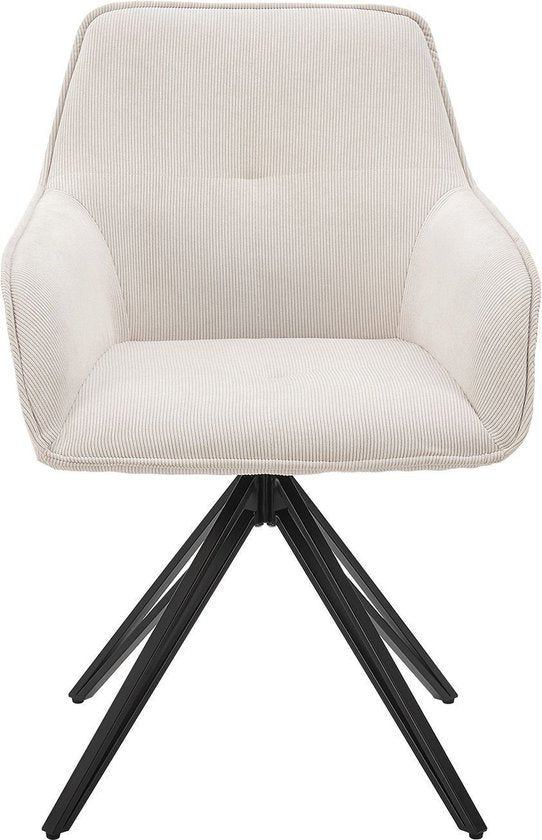 Esszimmerstuhl / Drehstuhl / Schalensessel Clyde - Corduroy Beige - Metallgestell