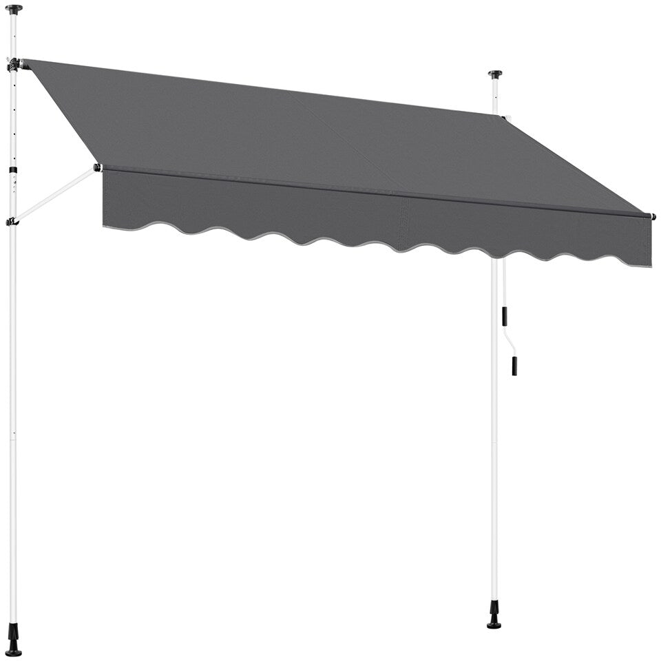 Yaheetech Clamp Sunshade Dunkelgrau - Manuell ausziehbar - 250 x 120 cm - Höhe 210-300 cm
