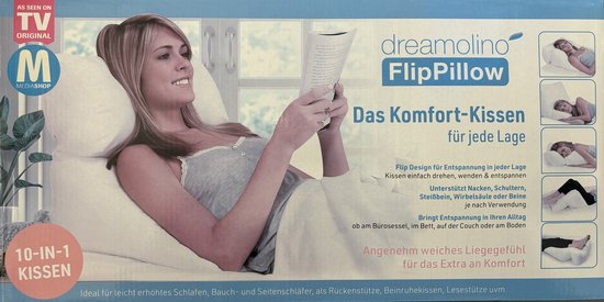 Dreamolino Flip Pillow – 10-in-1-Kissen – Entspannung – Schlafen – Rückenstütze – für Bauch- und Seitenschläfer – Beinkissen – Lesestütze – weiche Füllung