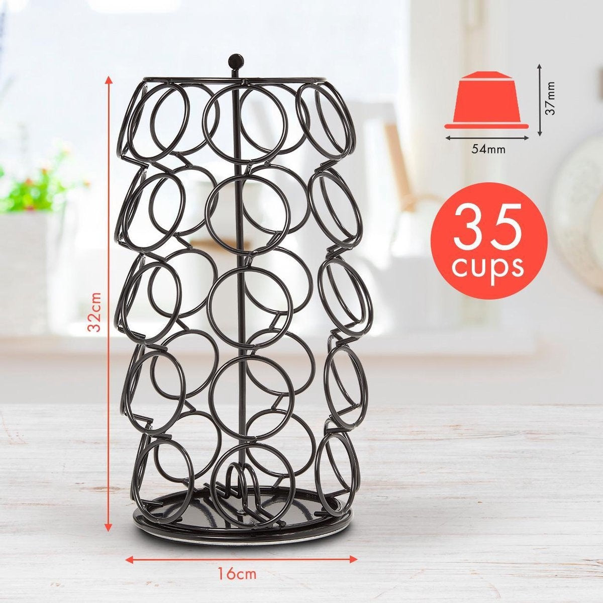 KitchenBrothers Kapselhalter - Dolce Gusto - 35 Kapseln - Schwenkbar - Schwarz