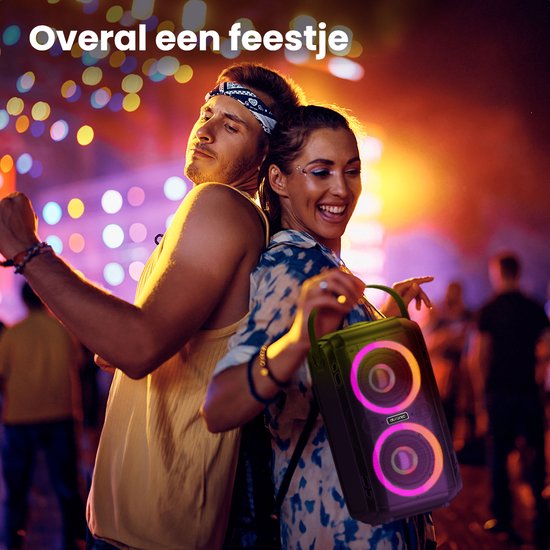 Auronic Partybox - Bluetooth - Party-Lautsprecher - Musikbox - Scheibenbeleuchtung - USB-, AUX- und SD-Kartenanschluss - Schwarz