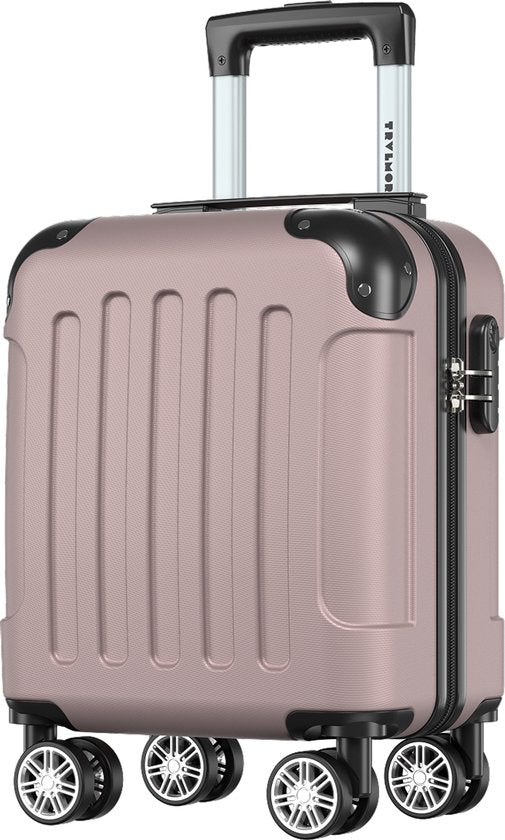 TRVLMORE Handgepäckkoffer – 40 x 30 x 20 cm – 24 l – Roségold – Zahlenschloss – 4 Rollen