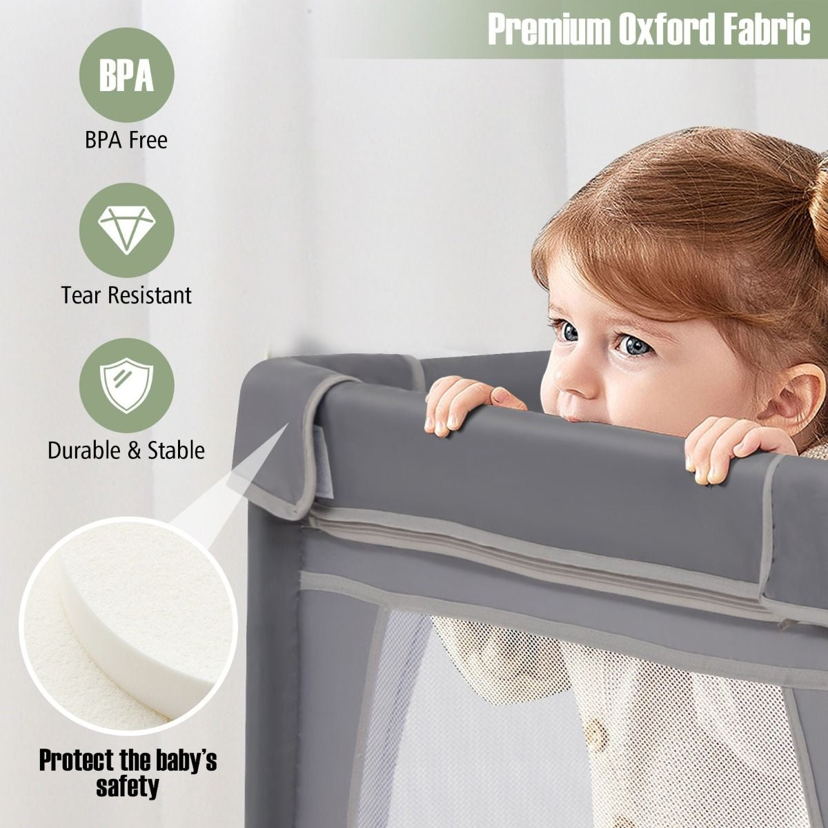 Coast Baby Laufstall mit 50 Bällen und 2 Türen und atmungsaktivem Netz Dark Gray
