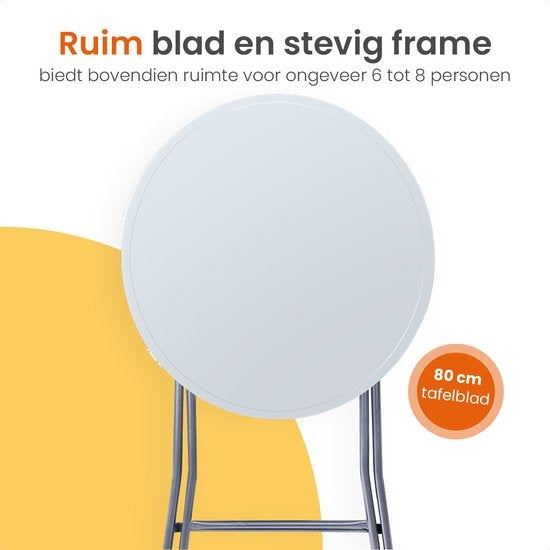 Goliving Bartisch - Inklusive Tischabdeckung - Tischschürze - Zusammenklappbar - Stabiler Partytisch - Für den Innen- und Außenbereich - Belastbarkeit 50kg - Ã˜80 x 110 cm - 8,5 kg - Weiß