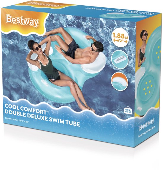 Bestway Cool Comfort Schwimmring für 2 Personen – mit Rückenlehne – 171 x 104 x 47 cm