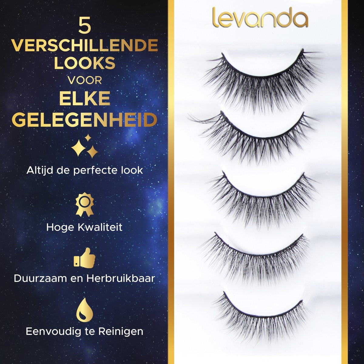 Levanda Falsche Wimpern mit magnetischem Eyeliner schwarz - Wimpernverlängerung magnetische Wimpern - falsche Wimpern magnetischer Stift und Applikator