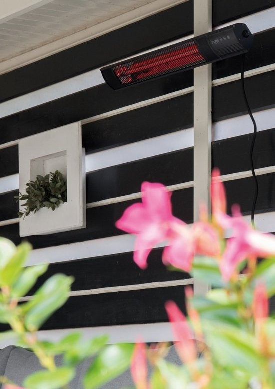 Sunred - Dark line - Schwarz - Wandmodell - Terrassenheizung - Carbon rose gold technology - 2500 W - ECO - 3 Einstellungen - Fernbedienung - Elektroheizung