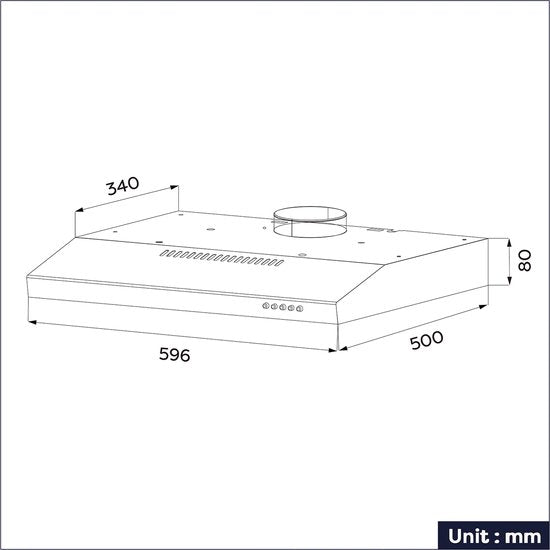 CIARRA CBCB6903 – 60 cm Unterbau-Dunstabzugshaube, schwarz – inklusive Aktivkohlefilter – 220 m³