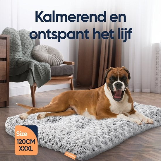 Happysnuts Hundekissen 90 x 60cm - Hundebett - Donut Hundebett - Flauschig - Grau - Waschbar