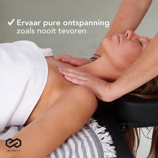 Infinity Goods Massagetisch - klappbar - 250KG Kapazität - 8 Höhenständer - inkl. Aufbewahrungstasche - Behandlungstisch - Schwarz
