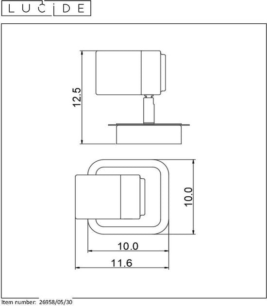 Lucide LENNERT – Deckenstrahler (Deckenleuchte) für das Badezimmer – LED, dimmbar – GU10 – 1×5 W, 3000 K – IP44 – Schwarz