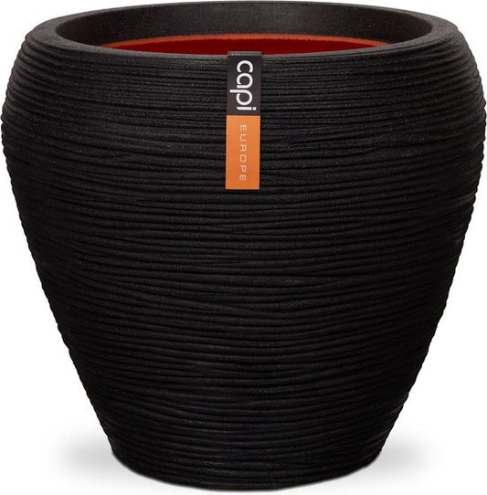 Capi Europe Blumentopf Rib NL – Rund, konisch – 42 x 38 cm – Schwarz