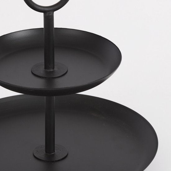 Mica Decorations Rama Etagere 2 Schichten - H36 x Ø28 cm - Metall - Schwarz