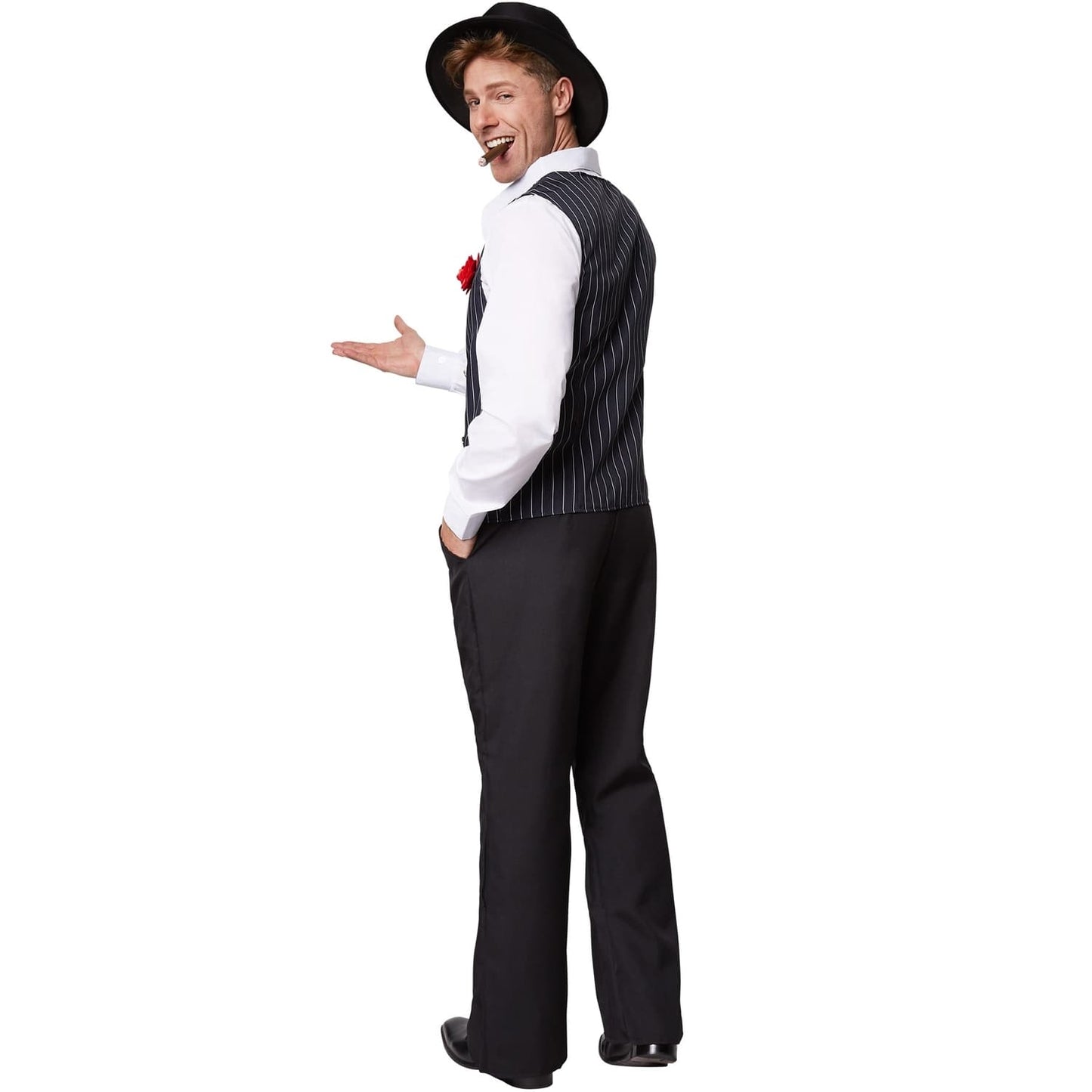 charleston gentleman kostüm - größe S - schwarz/weiß - polyester | inklusive hut, hemd, weste & hose