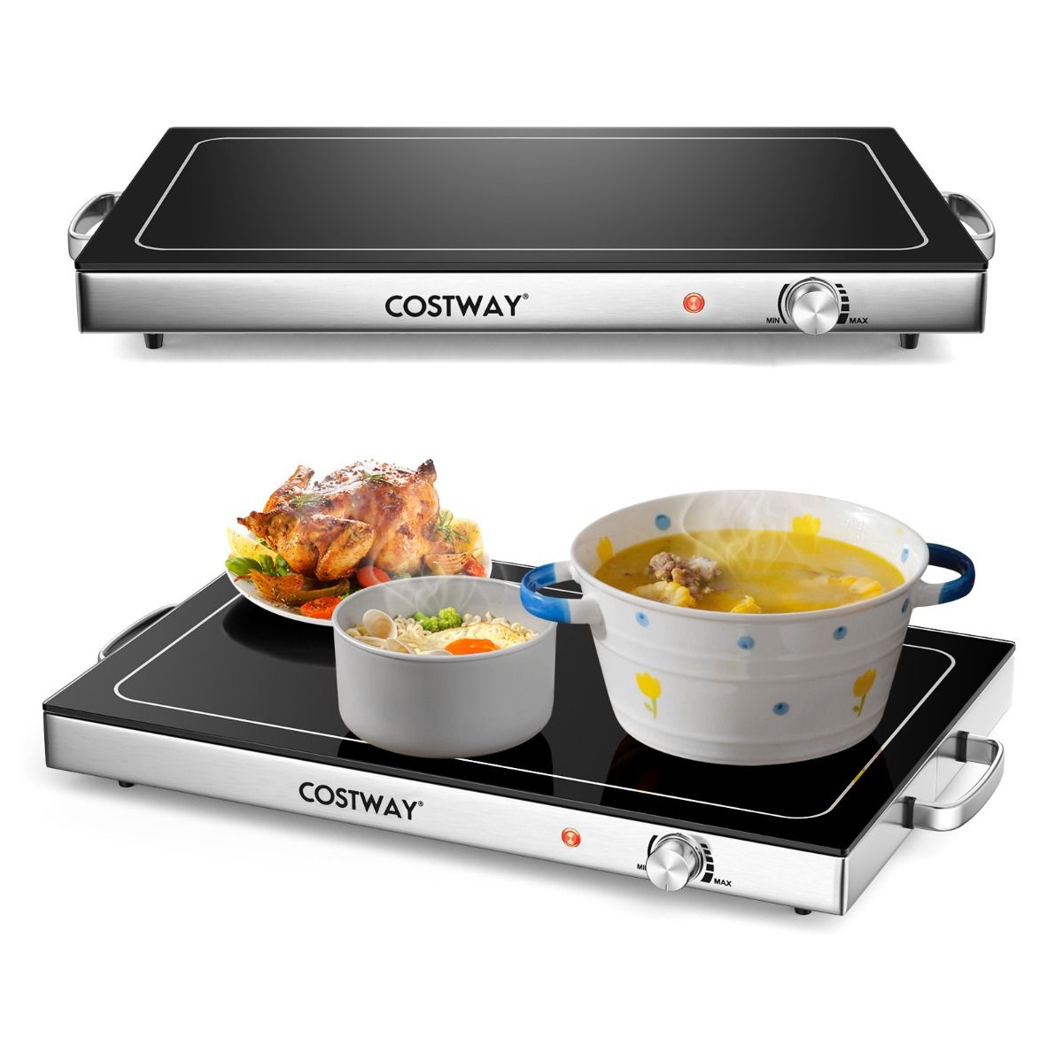 Coast elektrische Kochplatte Buffetwärmer Edelstahl 56 x 36 cm - silber/schwarz - 300 W