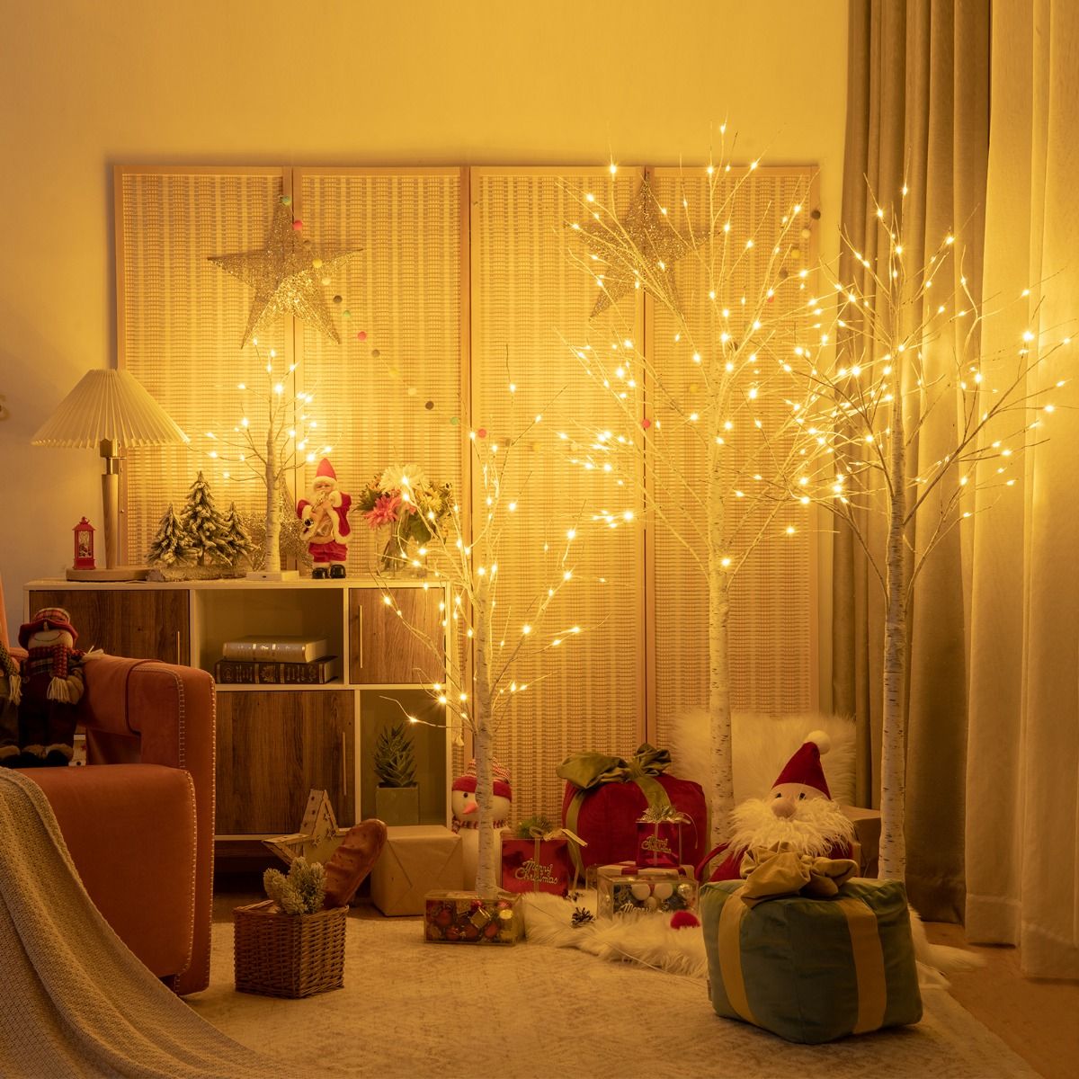 Künstlicher Birkenbaum mit Beleuchtung Coast - 72 warmweiße LED-Lichter - 150 cm hoch - weiß