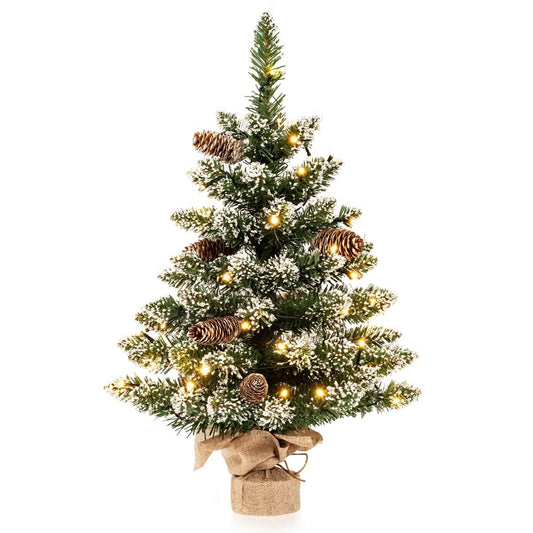 Coast Künstlicher Weihnachtsbaum Tischplatte 64 cm Grün - Mini-Weihnachtsbaum mit Schnee - 50 LED-Lichter - 8 Lichtstufen
